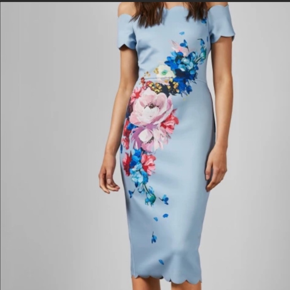 Ted Baker London Hailly Raspberry Ripple Bardot Dress